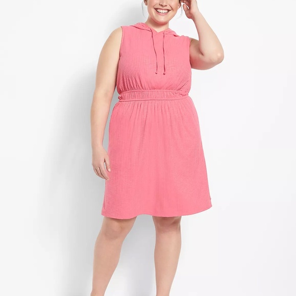 LIVI LANE BRYANT Pink Flame Sleeveless Hooded Ribbed Dress NWT / Plus 38 - 40 - Picture 1 of 16